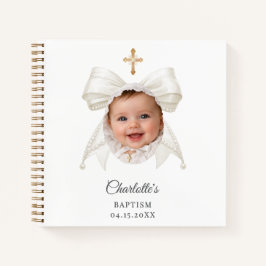 Guest Book Baptism Bow Girl Photo Notitieboek