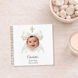 Guest Book Baptism Bow Girl Photo Notitieboek
