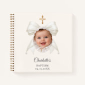 Guest Book Baptism Bow Ivory Girl Photo Notitieboek (Voorkant)