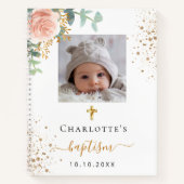 Guest book Baptisme custom photoroze floral girl Notitieboek (Voorkant)