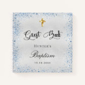 Guest book baptisme Silver Blue boy name Notitieboek (Voorkant)