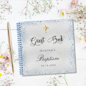 Guest book baptisme Silver Blue boy name Notitieboek