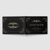 Guest Book Black Elegant Art Deco Gold Wedding Gastenboek (Volledig)