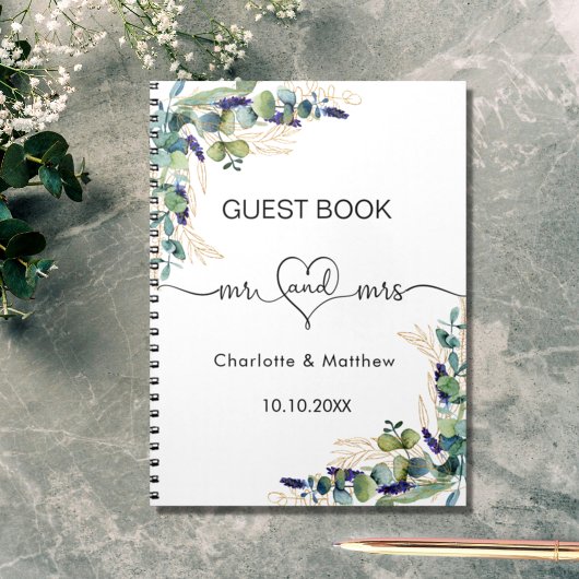 Guest book bruiloft eucalyptus de heer mrs hearing notitieboek