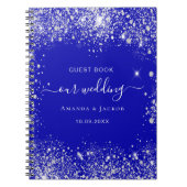 Guest book bruiloft royal blue zilver glitter notitieboek (Voorkant)
