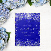 Guest book bruiloft royal blue zilver glitter notitieboek