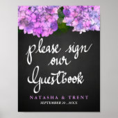 Guest Book Chalkboard Wedding Hydrangea Floral Poster (Voorkant)