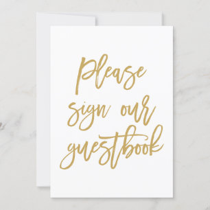 Guest Book Chic Hand Lettered Gold Wedding Sign