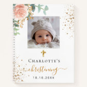 Guest book christening blush roze florale foto notitieboek (Voorkant)