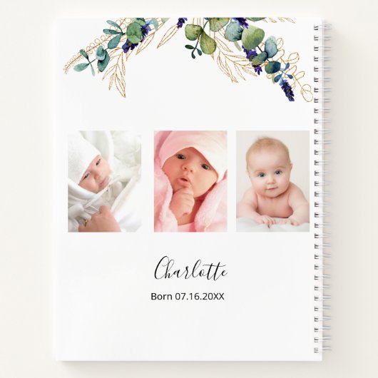 Guest book christening foto eucalyptusgroen notitieboek (Achterkant)