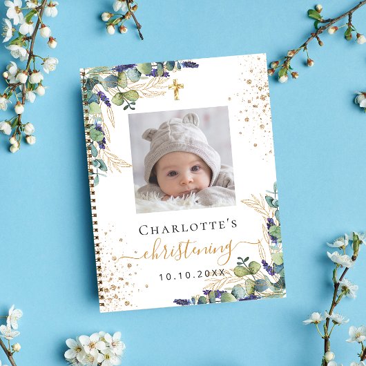 Guest book christening foto eucalyptusgroen notitieboek