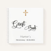 Guest book christening white black script notitieboek (Voorkant)