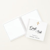 Guest book christening white black script notitieboek (Binnen)