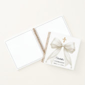 Guest book Confirmation bow ivory white pearls Notitieboek (Binnen)