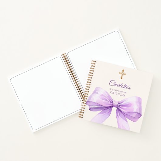 Guest book Confirmation lavender bow cream Notitieboek (Binnen)