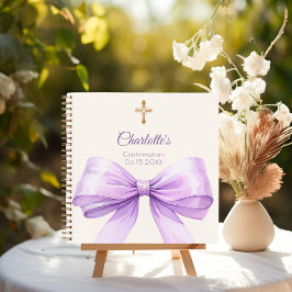 Guest book Confirmation lavender bow cream Notitieboek