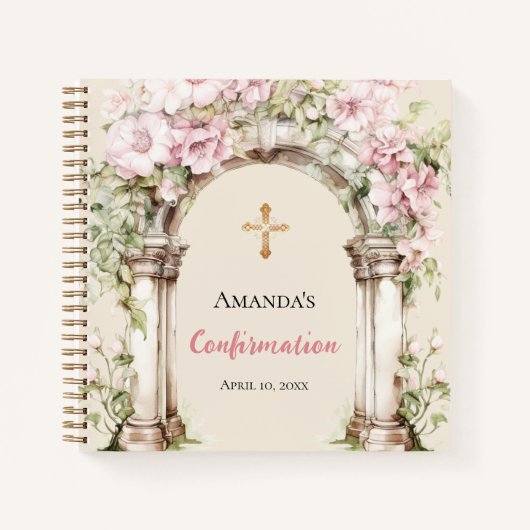 Guest book Confirmation pink florals arch Notitieboek (Voorkant)