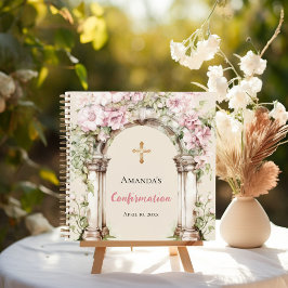 Guest book Confirmation pink florals arch Notitieboek