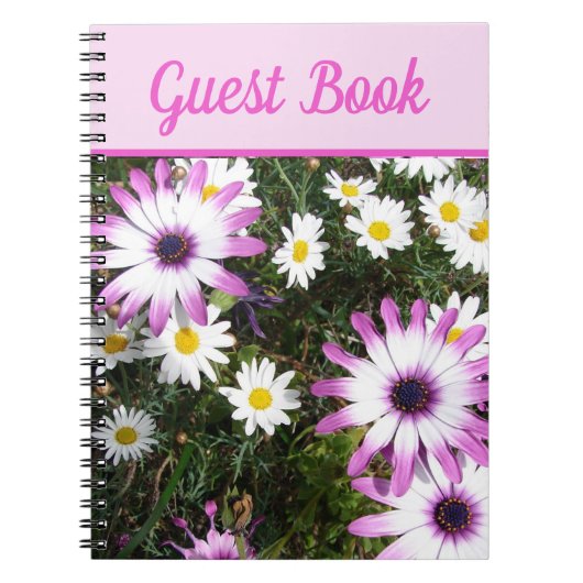 Guest Book Daisy Beauful Pink floral Flower Notitieboek (Voorkant)