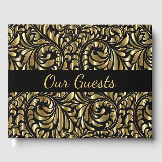 Guest Book - Drama in Black en Gold Gastenboek (Voorkant)