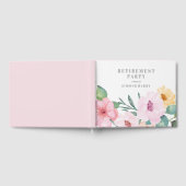 Guest Book Elegant Pink Floral Retirement Party Gastenboek (Volledig)