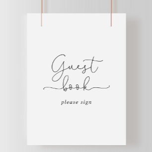 Guest Book Elegant Simple Calligraphy Sign Poster