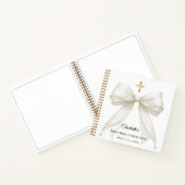 Guest book First Communion bow ivory white pearls Notitieboek (Binnen)