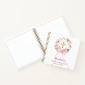 Guest book First Communion floral wreath pink bow Notitieboek (Binnen)