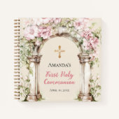 Guest book First Communion pink florals arch Notitieboek (Voorkant)