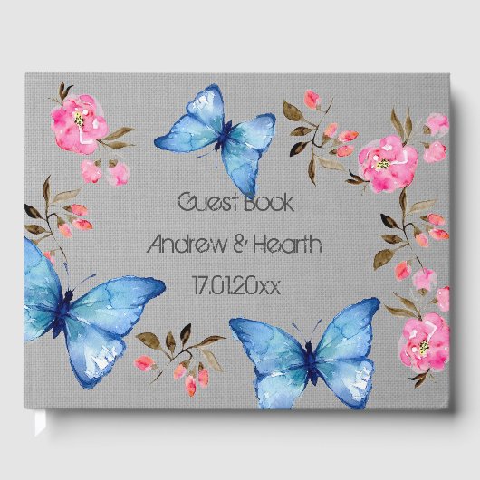 Guest Book - Floral and Butterfly Design Gastenboek (Voorkant)