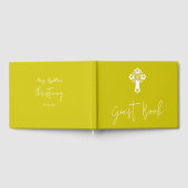 Guest Book Floral Cross Christening Yellow Gastenboek (Volledig)