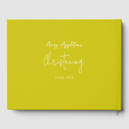 Guest Book Floral Cross Christening Yellow Gastenboek (Achterkant)