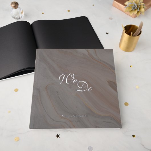 Guest Book for Wedding Elegant Black Theme Gastenboek (Voorkant open)