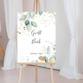 Guest Book Gold Eucalyptus Calligraphy Sign Poster