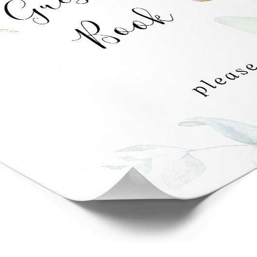 Guest Book Gold Eucalyptus Calligraphy Sign Poster (Hoek)