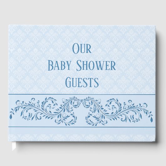 Guest Book - Icy Blue Damask Gastenboek (Voorkant)
