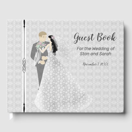 Guest Book Illustrated Bride & Groom Gastenboek (Voorkant)