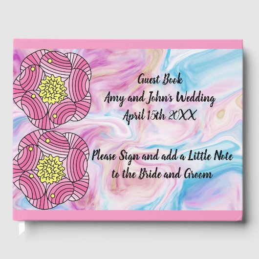 Guest Book in Pink voor Bride en Groom Gastenboek (Voorkant)