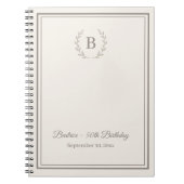 Guest Book ivory taupe Monogram Birthday budget Notitieboek (Voorkant)