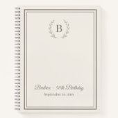 Guest Book ivory taupe Monogram Birthday Notitieboek (Voorkant)