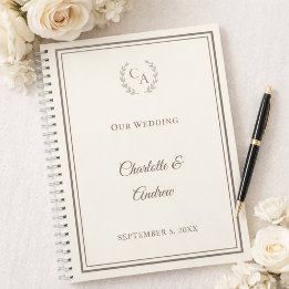 Guest Book ivory taupe monogrammed wedding Notitieboek