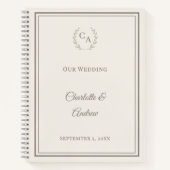 Guest Book ivory taupe monogrammed wedding Notitieboek (Voorkant)