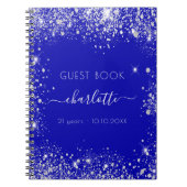 Guest book jarig koninklijk blauw zilverglitter notitieboek (Voorkant)