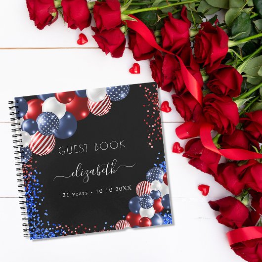 Guest book jarig rood wit blauw patriotticus VS Notitieboek
