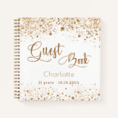 Guest book jarig white gold glitter name script notitieboek (Voorkant)
