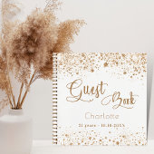 Guest book jarig white gold glitter name script notitieboek