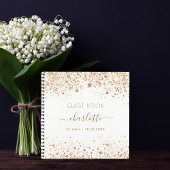 Guest book jarig white gold glitter name script notitieboek