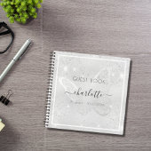 Guest book jarig zilveren vlinderglitter notitieboek