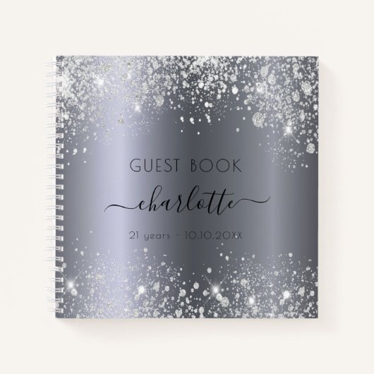 Guest book jarig zilverglitter notitieboek (Voorkant)