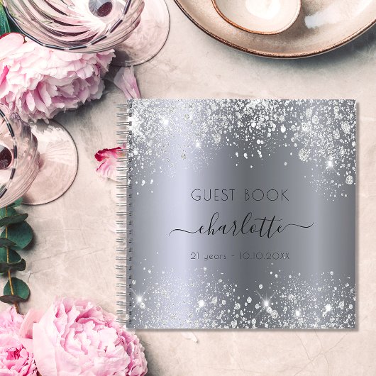 Guest book jarig zilverglitter notitieboek